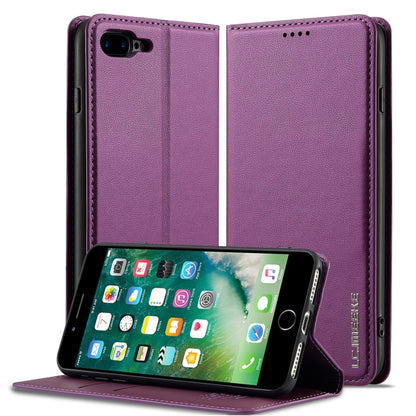 For iPhone 7 Plus / 8 Plus LC.IMEEKE L1 Series Frosted Fine Texture PU Phone Case(Purple) - More iPhone Cases by LC.IMEEKE | Online Shopping UK | buy2fix