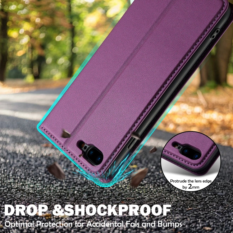 For iPhone 7 Plus / 8 Plus LC.IMEEKE L1 Series Frosted Fine Texture PU Phone Case(Purple) - More iPhone Cases by LC.IMEEKE | Online Shopping UK | buy2fix