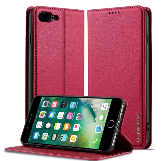 For iPhone 7 Plus / 8 Plus LC.IMEEKE L1 Series Frosted Fine Texture PU Phone Case(Red) - More iPhone Cases by LC.IMEEKE | Online Shopping UK | buy2fix