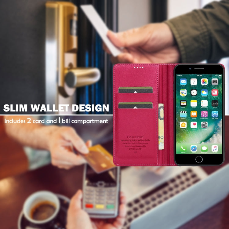 For iPhone 7 Plus / 8 Plus LC.IMEEKE L1 Series Frosted Fine Texture PU Phone Case(Red) - More iPhone Cases by LC.IMEEKE | Online Shopping UK | buy2fix