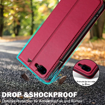 For iPhone 7 Plus / 8 Plus LC.IMEEKE L1 Series Frosted Fine Texture PU Phone Case(Red) - More iPhone Cases by LC.IMEEKE | Online Shopping UK | buy2fix