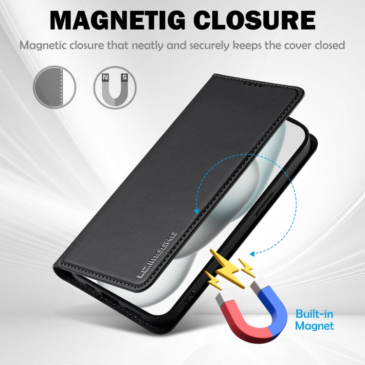 For iPhone 15 LC.IMEEKE L1 Series Frosted Fine Texture PU Phone Case(Black) - iPhone 15 Cases by LC.IMEEKE | Online Shopping UK | buy2fix