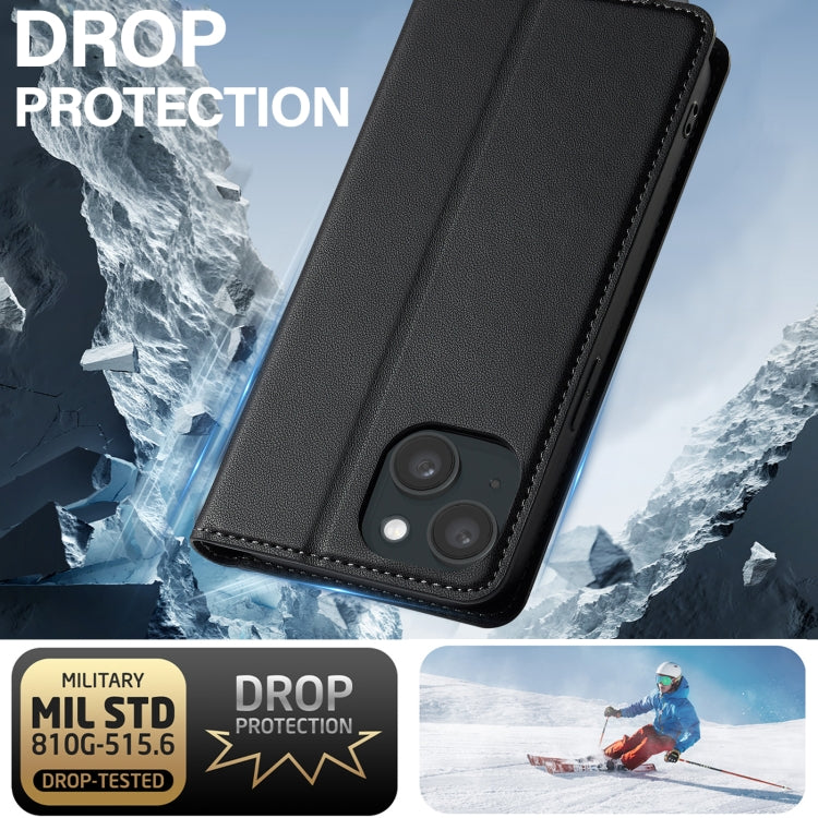 For iPhone 15 LC.IMEEKE L1 Series Frosted Fine Texture PU Phone Case(Black) - iPhone 15 Cases by LC.IMEEKE | Online Shopping UK | buy2fix