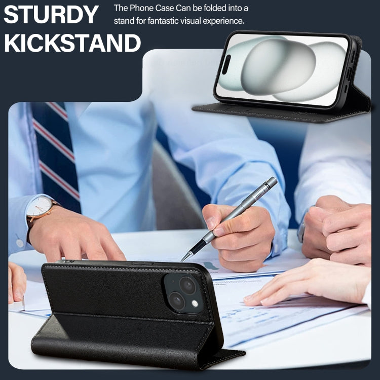 For iPhone 15 LC.IMEEKE L1 Series Frosted Fine Texture PU Phone Case(Black) - iPhone 15 Cases by LC.IMEEKE | Online Shopping UK | buy2fix