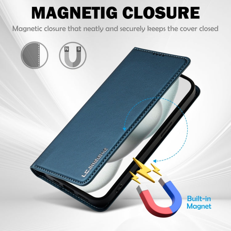 For iPhone 15 LC.IMEEKE L1 Series Frosted Fine Texture PU Phone Case(Blue) - iPhone 15 Cases by LC.IMEEKE | Online Shopping UK | buy2fix