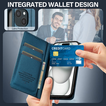 For iPhone 15 LC.IMEEKE L1 Series Frosted Fine Texture PU Phone Case(Blue) - iPhone 15 Cases by LC.IMEEKE | Online Shopping UK | buy2fix