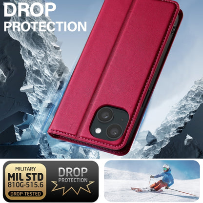 For iPhone 15 LC.IMEEKE L1 Series Frosted Fine Texture PU Phone Case(Red) - iPhone 15 Cases by LC.IMEEKE | Online Shopping UK | buy2fix