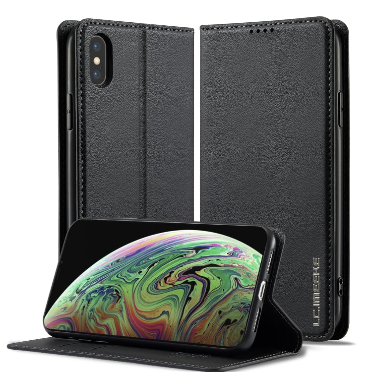 For iPhone XS Max LC.IMEEKE L1 Series Frosted Fine Texture PU Phone Case(Black) - More iPhone Cases by LC.IMEEKE | Online Shopping UK | buy2fix