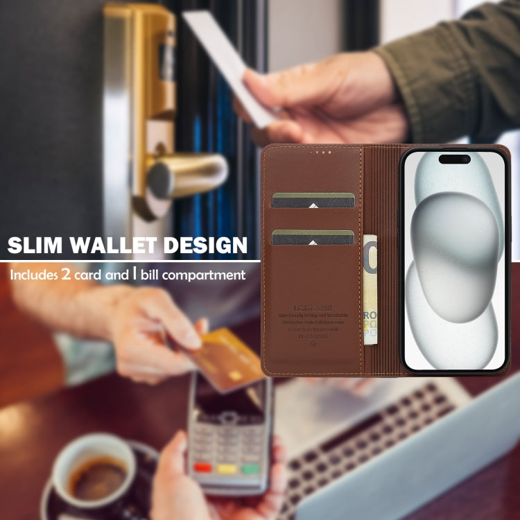 For iPhone XS Max LC.IMEEKE L1 Series Frosted Fine Texture PU Phone Case(Brown) - More iPhone Cases by LC.IMEEKE | Online Shopping UK | buy2fix