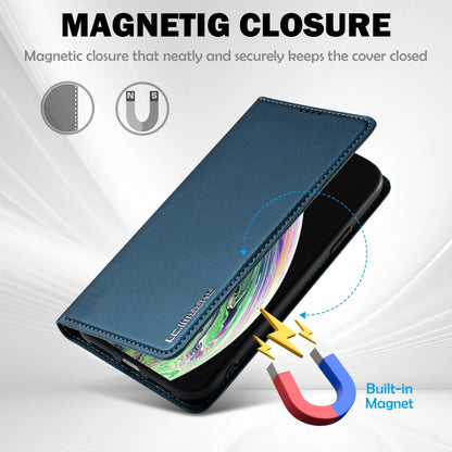 For iPhone XS Max LC.IMEEKE L1 Series Frosted Fine Texture PU Phone Case(Blue) - More iPhone Cases by LC.IMEEKE | Online Shopping UK | buy2fix