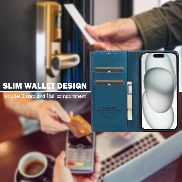 For iPhone XS Max LC.IMEEKE L1 Series Frosted Fine Texture PU Phone Case(Blue) - More iPhone Cases by LC.IMEEKE | Online Shopping UK | buy2fix