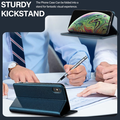 For iPhone XS Max LC.IMEEKE L1 Series Frosted Fine Texture PU Phone Case(Blue) - More iPhone Cases by LC.IMEEKE | Online Shopping UK | buy2fix