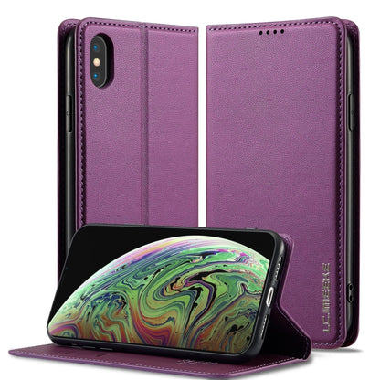 For iPhone XS Max LC.IMEEKE L1 Series Frosted Fine Texture PU Phone Case(Purple) - More iPhone Cases by LC.IMEEKE | Online Shopping UK | buy2fix