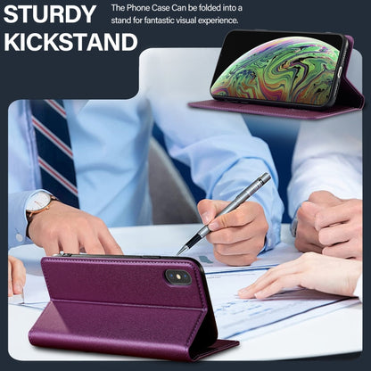 For iPhone XS Max LC.IMEEKE L1 Series Frosted Fine Texture PU Phone Case(Purple) - More iPhone Cases by LC.IMEEKE | Online Shopping UK | buy2fix