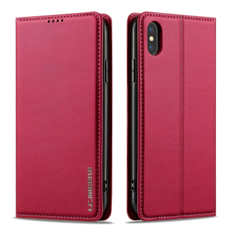 For iPhone XS Max LC.IMEEKE L1 Series Frosted Fine Texture PU Phone Case(Red) - More iPhone Cases by LC.IMEEKE | Online Shopping UK | buy2fix