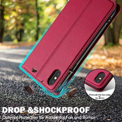 For iPhone XS Max LC.IMEEKE L1 Series Frosted Fine Texture PU Phone Case(Red) - More iPhone Cases by LC.IMEEKE | Online Shopping UK | buy2fix