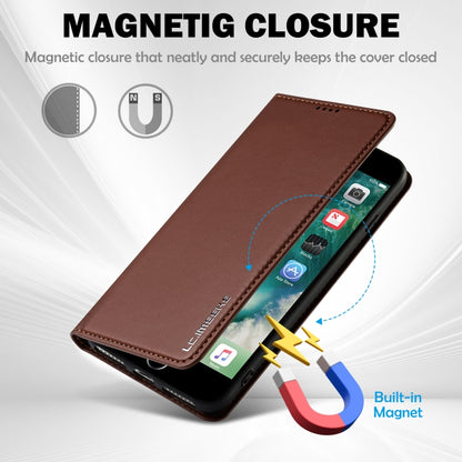 For iPhone 7 / 8 / SE 2020 LC.IMEEKE L1 Series Frosted Fine Texture PU Phone Case(Brown) - iPhone SE 2022 / 2020 / 8 / 7 Cases by LC.IMEEKE | Online Shopping UK | buy2fix