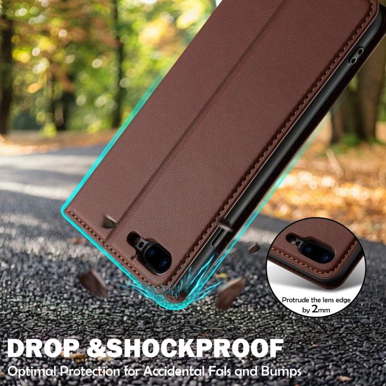 For iPhone 7 / 8 / SE 2020 LC.IMEEKE L1 Series Frosted Fine Texture PU Phone Case(Brown) - iPhone SE 2022 / 2020 / 8 / 7 Cases by LC.IMEEKE | Online Shopping UK | buy2fix