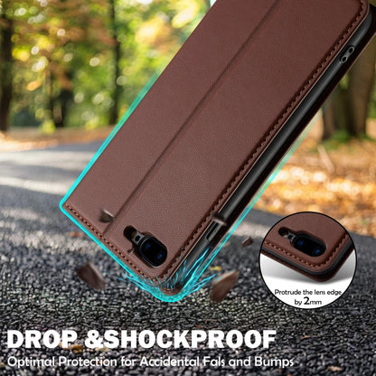 For iPhone 7 / 8 / SE 2020 LC.IMEEKE L1 Series Frosted Fine Texture PU Phone Case(Brown) - iPhone SE 2022 / 2020 / 8 / 7 Cases by LC.IMEEKE | Online Shopping UK | buy2fix