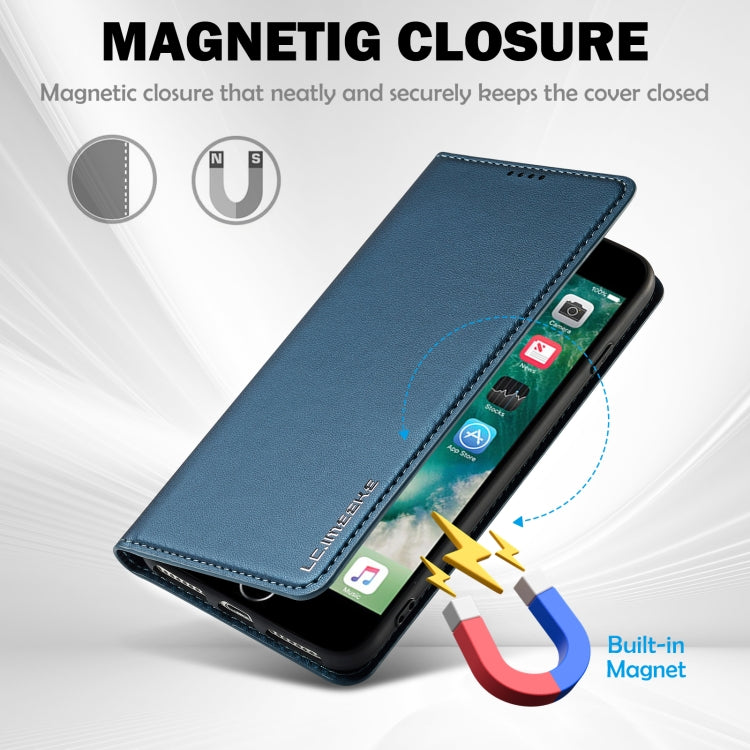 For iPhone 7 / 8 / SE 2020 LC.IMEEKE L1 Series Frosted Fine Texture PU Phone Case(Blue) - iPhone SE 2022 / 2020 / 8 / 7 Cases by LC.IMEEKE | Online Shopping UK | buy2fix