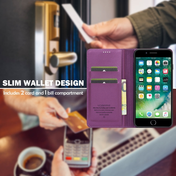 For iPhone 7 / 8 / SE 2020 LC.IMEEKE L1 Series Frosted Fine Texture PU Phone Case(Purple) - iPhone SE 2022 / 2020 / 8 / 7 Cases by LC.IMEEKE | Online Shopping UK | buy2fix