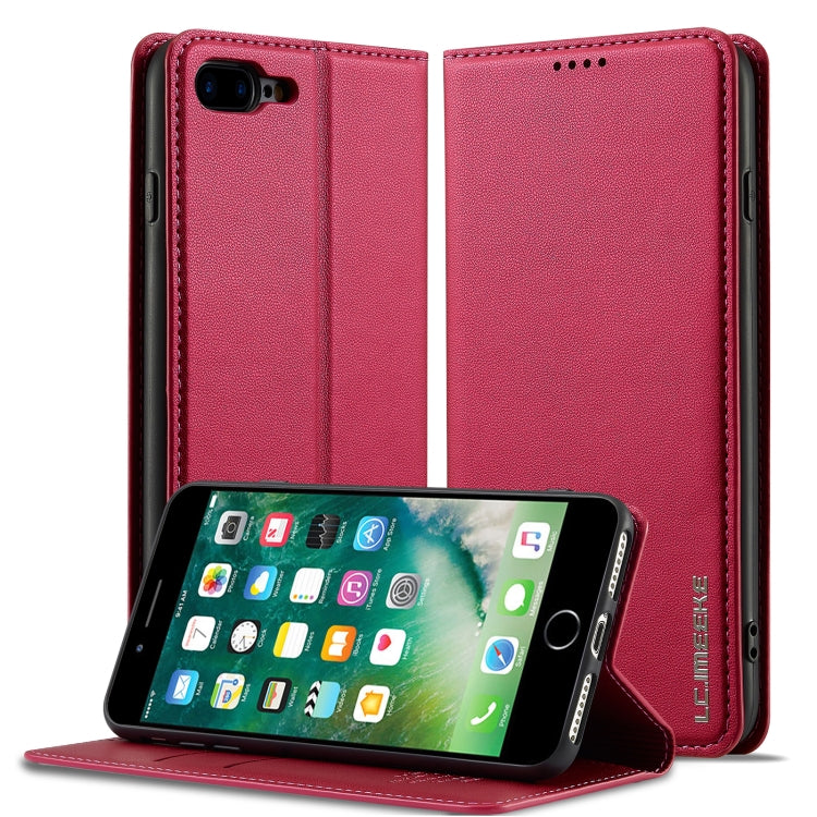 For iPhone 7 / 8 / SE 2020 LC.IMEEKE L1 Series Frosted Fine Texture PU Phone Case(Red) - iPhone SE 2022 / 2020 / 8 / 7 Cases by LC.IMEEKE | Online Shopping UK | buy2fix