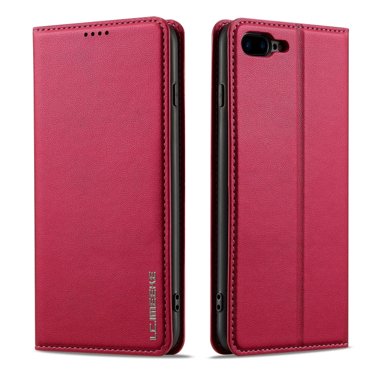 For iPhone 7 / 8 / SE 2020 LC.IMEEKE L1 Series Frosted Fine Texture PU Phone Case(Red) - iPhone SE 2022 / 2020 / 8 / 7 Cases by LC.IMEEKE | Online Shopping UK | buy2fix