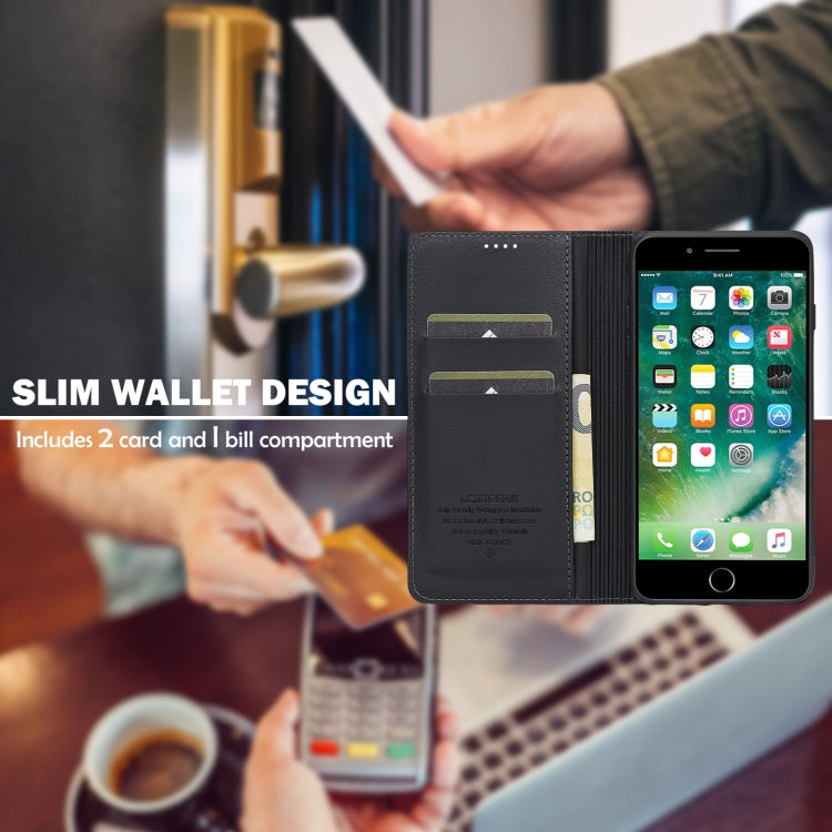 For iPhone SE 2022 LC.IMEEKE L1 Series Frosted Fine Texture PU Phone Case(Black) - iPhone SE 2022 / 2020 / 8 / 7 Cases by LC.IMEEKE | Online Shopping UK | buy2fix