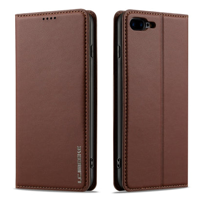For iPhone SE 2022 LC.IMEEKE L1 Series Frosted Fine Texture PU Phone Case(Brown) - iPhone SE 2022 / 2020 / 8 / 7 Cases by LC.IMEEKE | Online Shopping UK | buy2fix