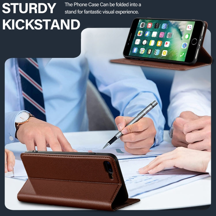 For iPhone SE 2022 LC.IMEEKE L1 Series Frosted Fine Texture PU Phone Case(Brown) - iPhone SE 2022 / 2020 / 8 / 7 Cases by LC.IMEEKE | Online Shopping UK | buy2fix