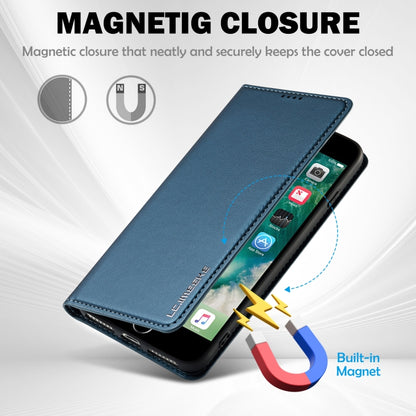 For iPhone SE 2022 LC.IMEEKE L1 Series Frosted Fine Texture PU Phone Case(Blue) - iPhone SE 2022 / 2020 / 8 / 7 Cases by LC.IMEEKE | Online Shopping UK | buy2fix