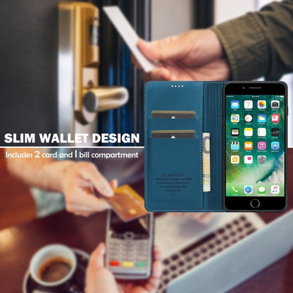 For iPhone SE 2022 LC.IMEEKE L1 Series Frosted Fine Texture PU Phone Case(Blue) - iPhone SE 2022 / 2020 / 8 / 7 Cases by LC.IMEEKE | Online Shopping UK | buy2fix