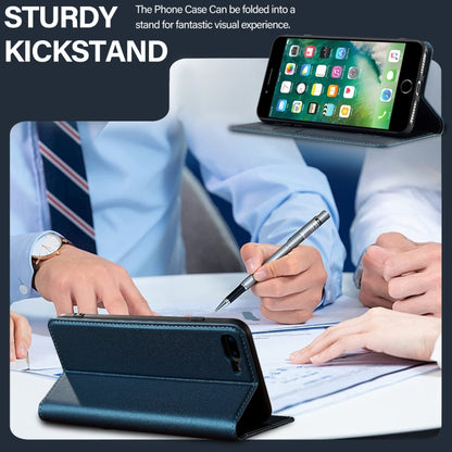 For iPhone SE 2022 LC.IMEEKE L1 Series Frosted Fine Texture PU Phone Case(Blue) - iPhone SE 2022 / 2020 / 8 / 7 Cases by LC.IMEEKE | Online Shopping UK | buy2fix