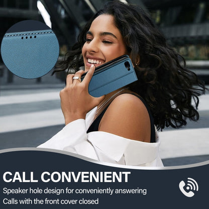 For iPhone SE 2022 LC.IMEEKE L1 Series Frosted Fine Texture PU Phone Case(Blue) - iPhone SE 2022 / 2020 / 8 / 7 Cases by LC.IMEEKE | Online Shopping UK | buy2fix