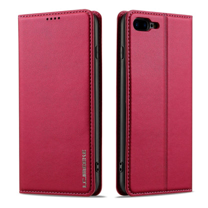 For iPhone SE 2022 LC.IMEEKE L1 Series Frosted Fine Texture PU Phone Case(Red) - iPhone SE 2022 / 2020 / 8 / 7 Cases by LC.IMEEKE | Online Shopping UK | buy2fix