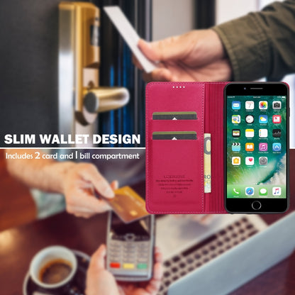 For iPhone SE 2022 LC.IMEEKE L1 Series Frosted Fine Texture PU Phone Case(Red) - iPhone SE 2022 / 2020 / 8 / 7 Cases by LC.IMEEKE | Online Shopping UK | buy2fix