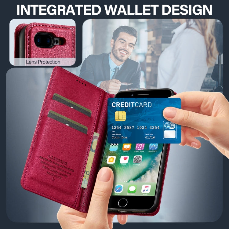 For iPhone SE 2022 LC.IMEEKE L1 Series Frosted Fine Texture PU Phone Case(Red) - iPhone SE 2022 / 2020 / 8 / 7 Cases by LC.IMEEKE | Online Shopping UK | buy2fix