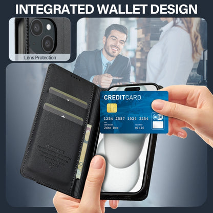 For iPhone 14 / 13 LC.IMEEKE L1 Series Frosted Fine Texture PU Phone Case(Black) - iPhone 13 Cases by LC.IMEEKE | Online Shopping UK | buy2fix