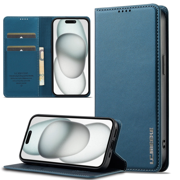 For iPhone 14 / 13 LC.IMEEKE L1 Series Frosted Fine Texture PU Phone Case(Blue) - iPhone 13 Cases by LC.IMEEKE | Online Shopping UK | buy2fix
