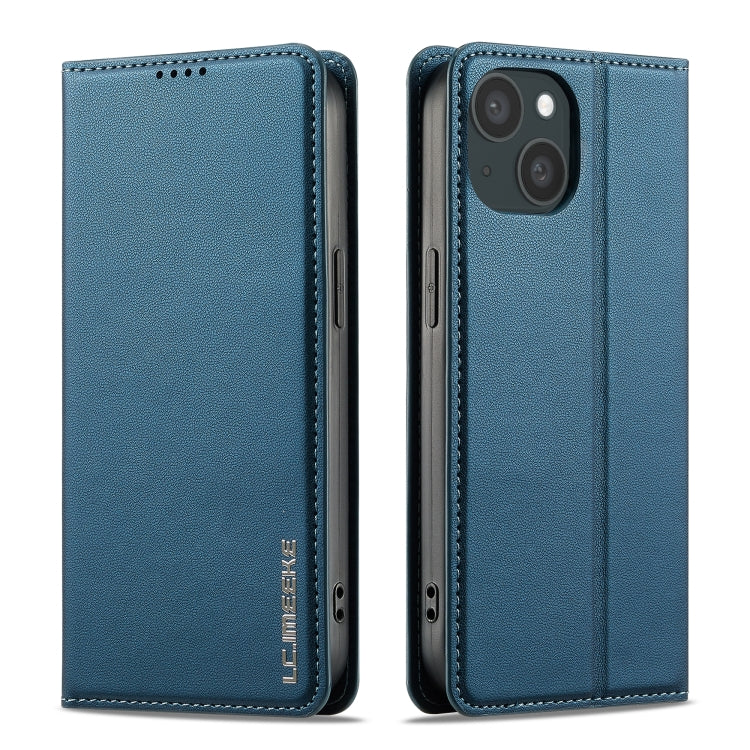 For iPhone 14 / 13 LC.IMEEKE L1 Series Frosted Fine Texture PU Phone Case(Blue) - iPhone 13 Cases by LC.IMEEKE | Online Shopping UK | buy2fix