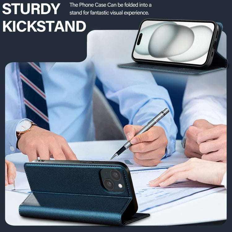 For iPhone 14 / 13 LC.IMEEKE L1 Series Frosted Fine Texture PU Phone Case(Blue) - iPhone 13 Cases by LC.IMEEKE | Online Shopping UK | buy2fix