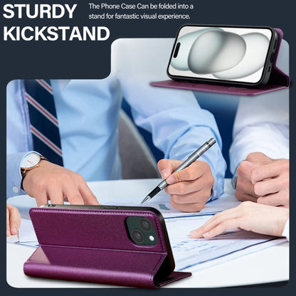 For iPhone 14 / 13 LC.IMEEKE L1 Series Frosted Fine Texture PU Phone Case(Purple) - iPhone 13 Cases by LC.IMEEKE | Online Shopping UK | buy2fix