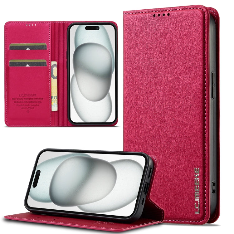 For iPhone 14 / 13 LC.IMEEKE L1 Series Frosted Fine Texture PU Phone Case(Red) - iPhone 13 Cases by LC.IMEEKE | Online Shopping UK | buy2fix