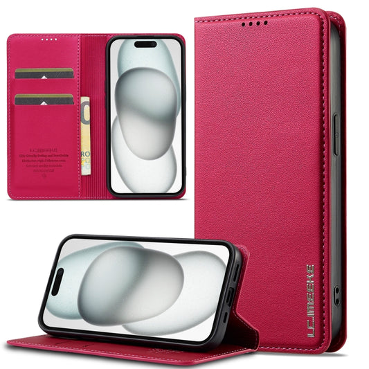 For iPhone 14 / 13 LC.IMEEKE L1 Series Frosted Fine Texture PU Phone Case(Red) - iPhone 13 Cases by LC.IMEEKE | Online Shopping UK | buy2fix