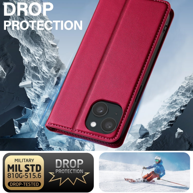 For iPhone 14 / 13 LC.IMEEKE L1 Series Frosted Fine Texture PU Phone Case(Red) - iPhone 13 Cases by LC.IMEEKE | Online Shopping UK | buy2fix