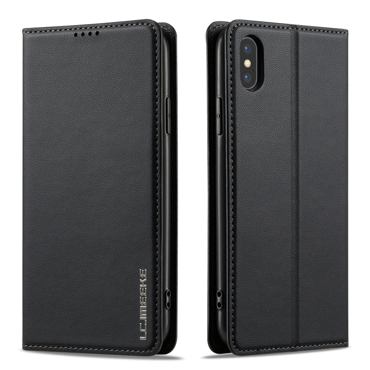 For iPhone X / XS LC.IMEEKE L1 Series Frosted Fine Texture PU Phone Case(Black) - More iPhone Cases by LC.IMEEKE | Online Shopping UK | buy2fix