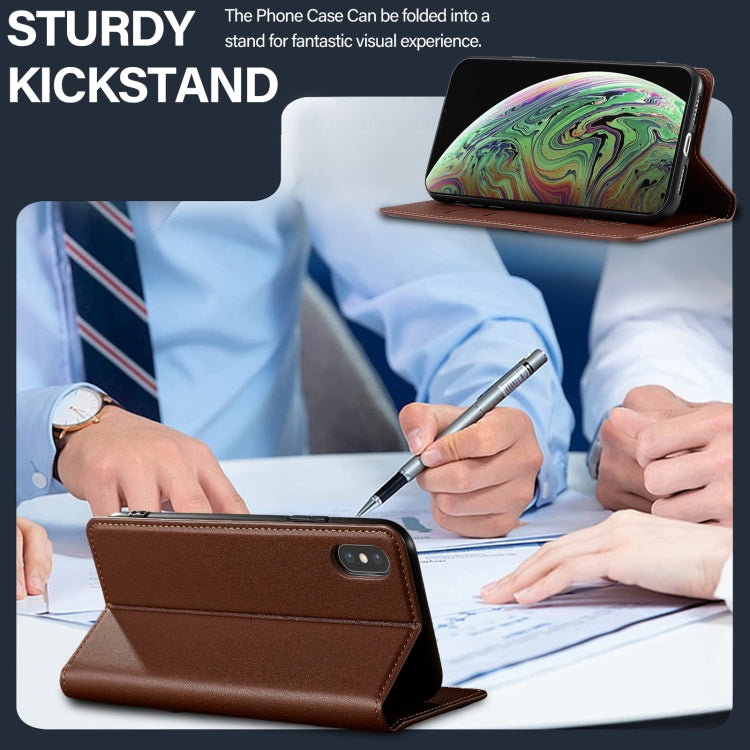 For iPhone X / XS LC.IMEEKE L1 Series Frosted Fine Texture PU Phone Case(Brown) - More iPhone Cases by LC.IMEEKE | Online Shopping UK | buy2fix