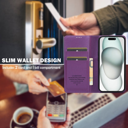 For iPhone X / XS LC.IMEEKE L1 Series Frosted Fine Texture PU Phone Case(Purple) - More iPhone Cases by LC.IMEEKE | Online Shopping UK | buy2fix