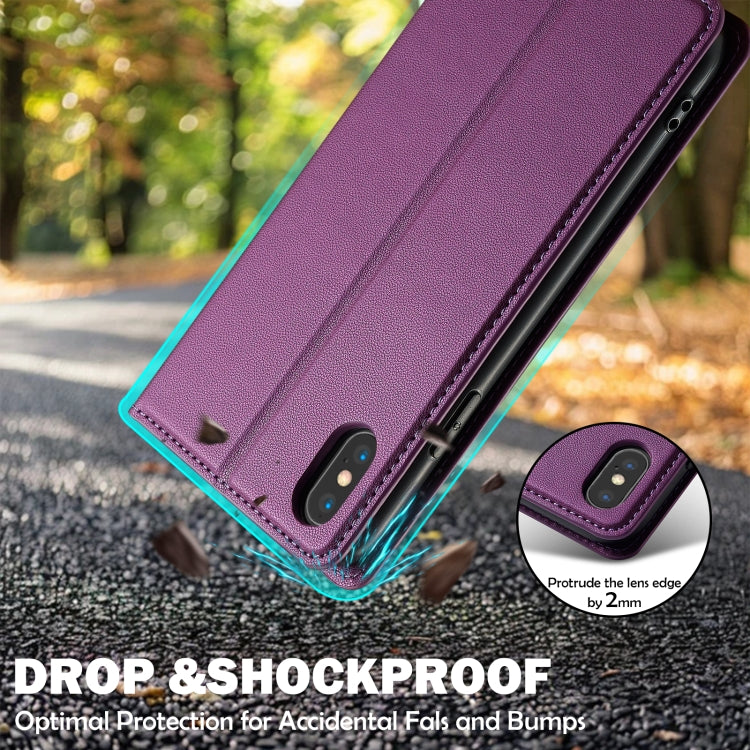 For iPhone X / XS LC.IMEEKE L1 Series Frosted Fine Texture PU Phone Case(Purple) - More iPhone Cases by LC.IMEEKE | Online Shopping UK | buy2fix