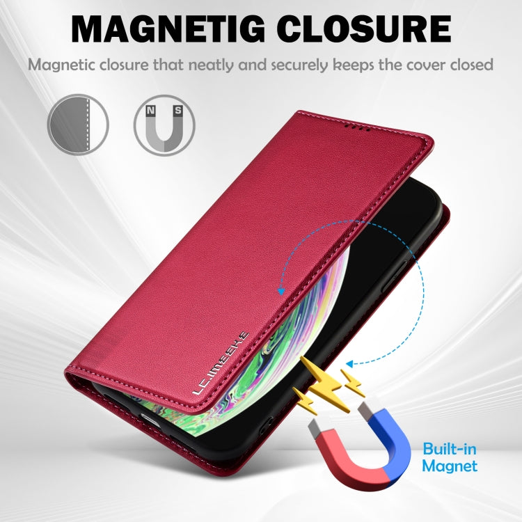 For iPhone X / XS LC.IMEEKE L1 Series Frosted Fine Texture PU Phone Case(Red) - More iPhone Cases by LC.IMEEKE | Online Shopping UK | buy2fix